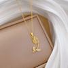 Cat'S Eye Tulip Fashion Light Luxury Temperament Gorgeous Personality Necklace Female Versatile Collarbone Chain Titanium Steel