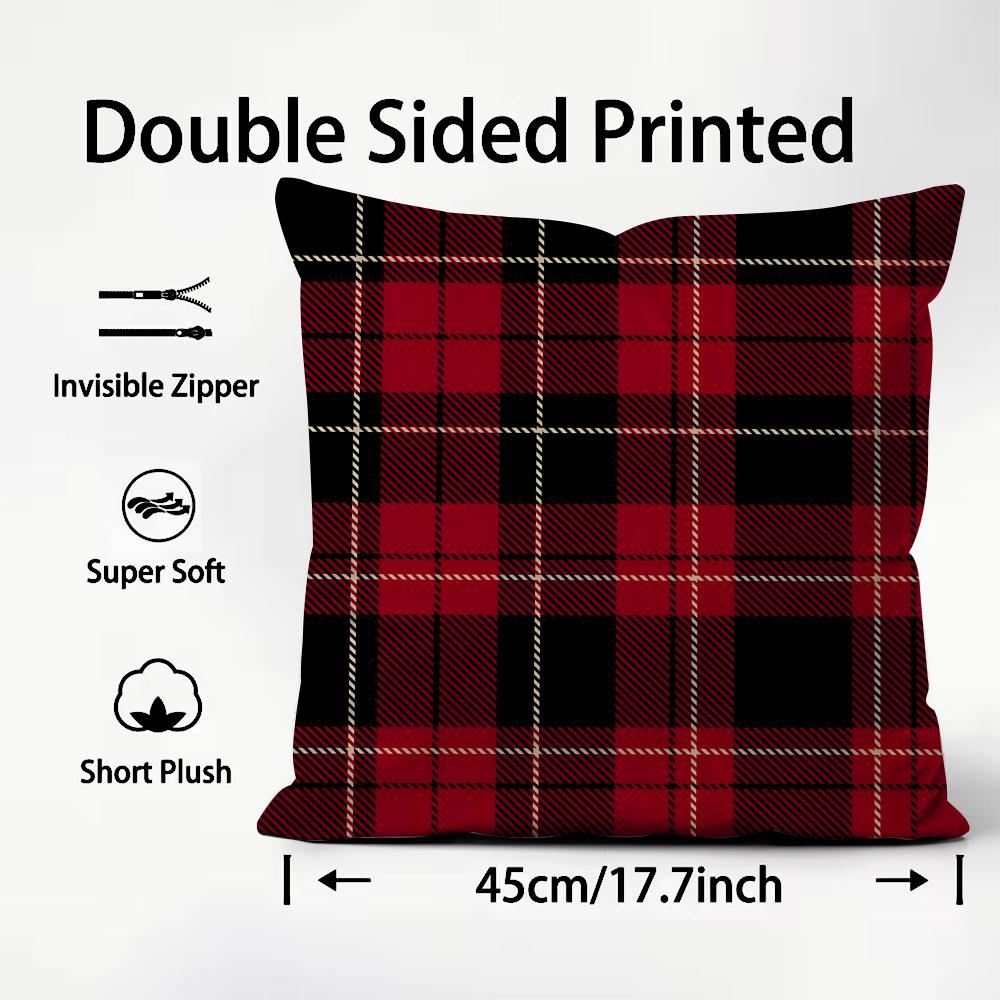 Plaid Luxury Cushion Cover Plush Fabric Soft DoubleSided Printed Sofa Warm Winter Home Child Gift Pillow Case