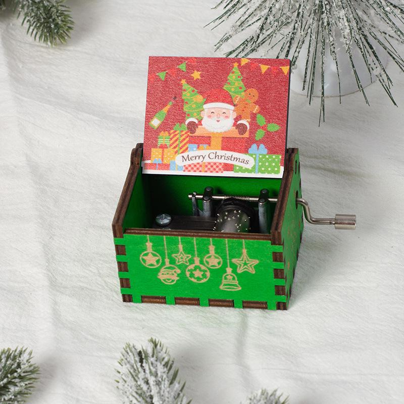 Wooden Hand-Cranked Christmas Music Box Ornament