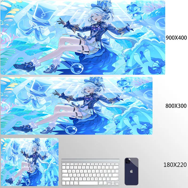 Furina Focalors Mouse Pad Genshin Impact Large Xxl Mousepad Computer Keyboard Padding Anime Gaming Genshin Accessories Desk Mats
