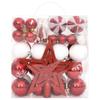 64 Piece Christmas Ornament Set In Red and White