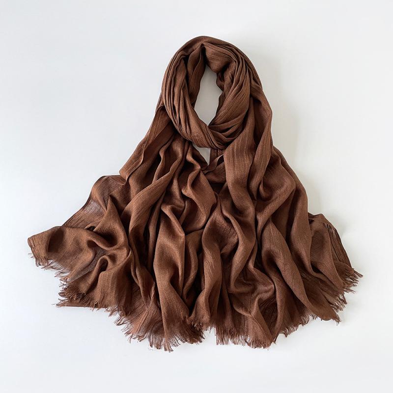 180 * 90 Cotton And Linen Scarf Sunscreen Folds Solid Color Human Cotton Silk Scarf Shawl Multi-Color Yarn Headscarf Women