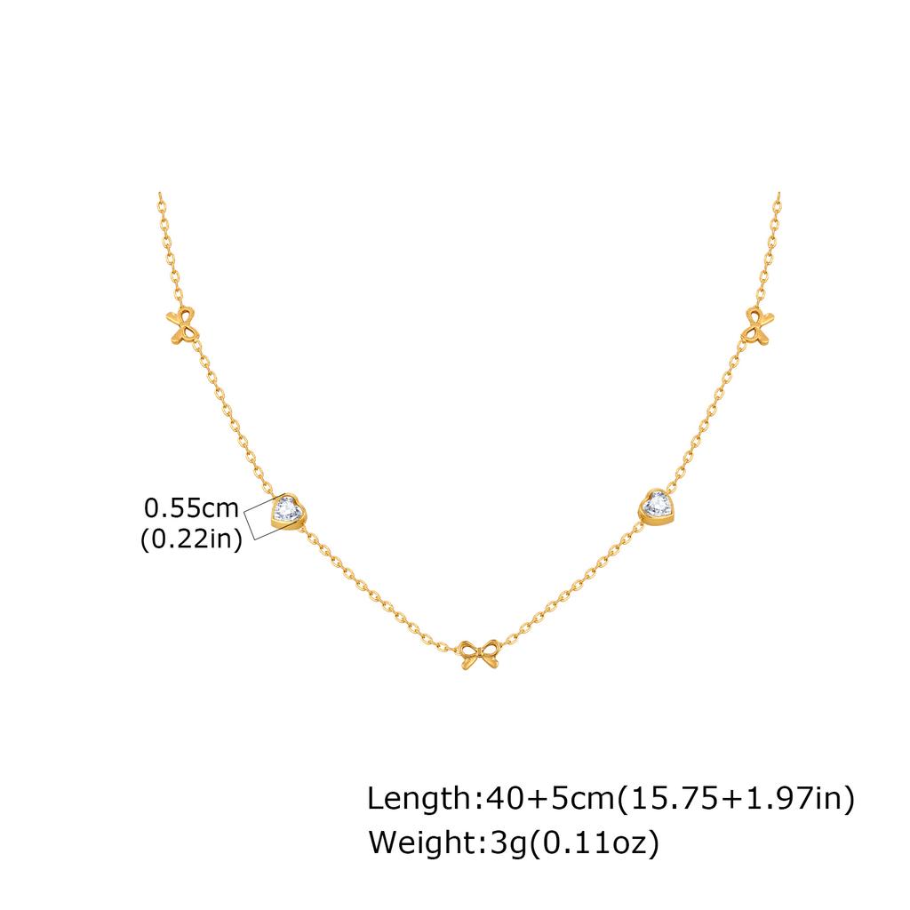 Elegant Double Layer Chain Bowknot Charms Necklace for Women, Stainless Steel Y-shaped Thin Link Necklace, Fashion Jewelry Gifts