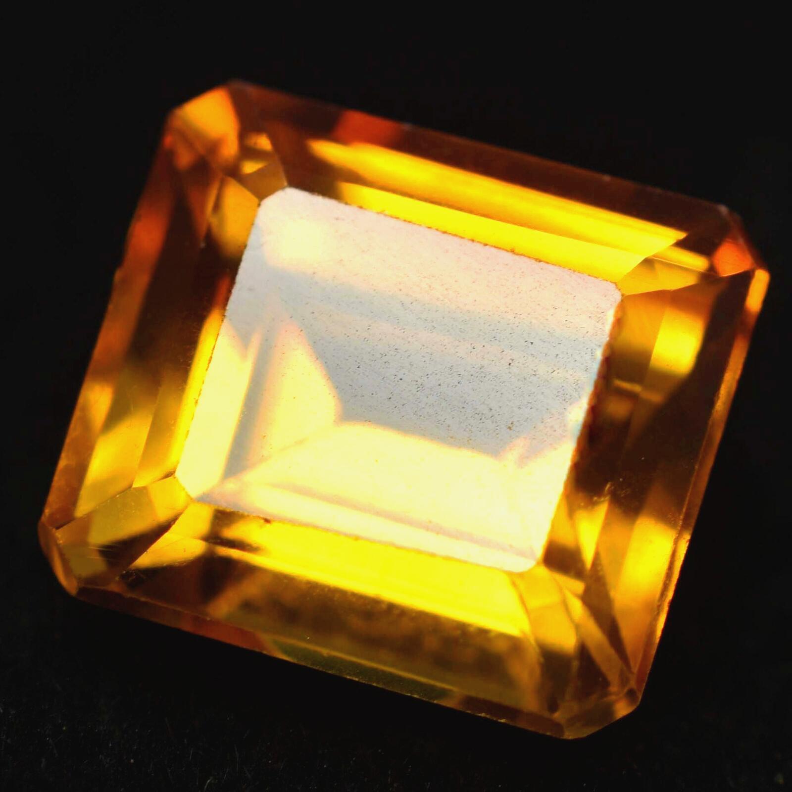 

Earring Size NATURAL Orange Sapphire 6.5 Ct CERTIFIED Emerald Cut Loose Gemstone sa-7012 12.6 mm помаранчевий