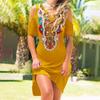 Fashion Dress Printing Loose Fit V Neck Off Shoulder Ladies Dress for Daily Life