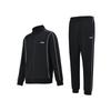 Li Ning Versatile Comfortable Line Stand Collar Drop Shoulder Fleece Top Elastic Waist Long Pants Casual Sports Suit Unisex Suit Black AWEU033
