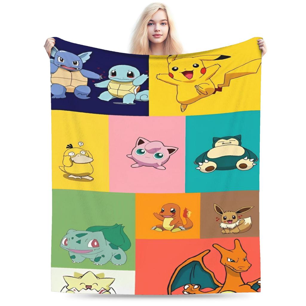 Japanischer Anime Pikachu Einfache Super Warme Decke Pokemon Plüsch Überwurfdecke Neuheit Sofa Stuhl Flanell Bettdecke Bettbezug