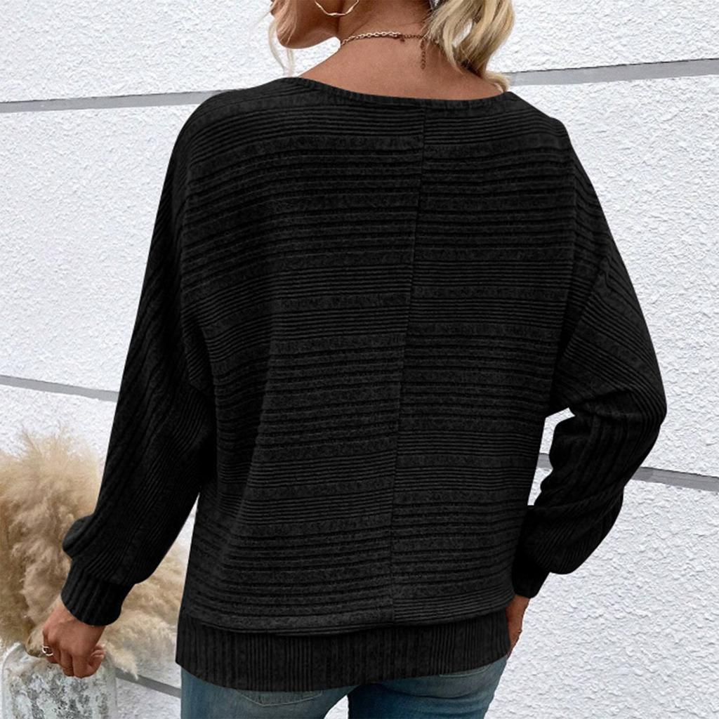 Women's Solid Color Comfortable Casual Long Sleeved Round Neck Pullover Top T-shirt For Women