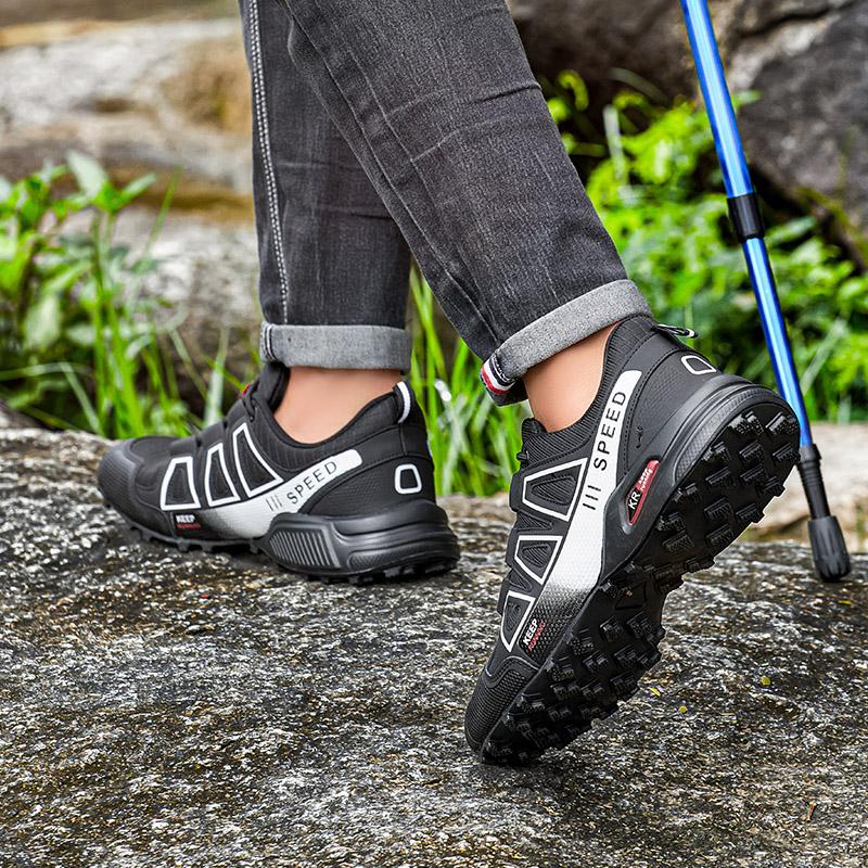 Men‘S Waterproof Hiking Shoes Outdoor Trainers Lace-Up Climbing Shoes Women Trekking Sneakers Anti-Slip Hunting Tactical Sneaker