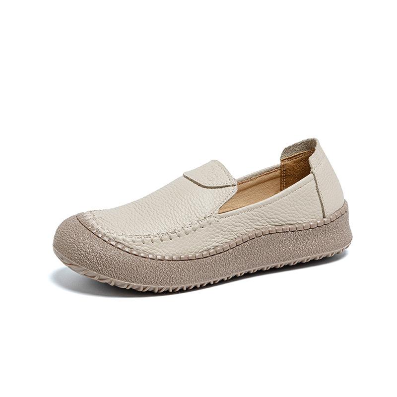 Leather new soft-soled casual beef tendon sole non-slip pedal flat leather shoes comfortable single shoes
