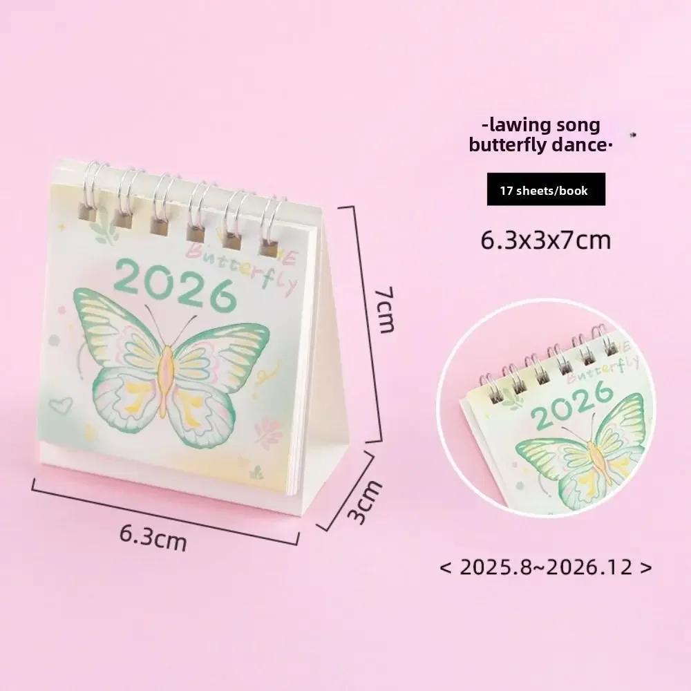 Creative Small 2026 Desk Calendar Cartoon Desktop Decoration Schedule Planner Standing Flip Coil Calendar for Gifts