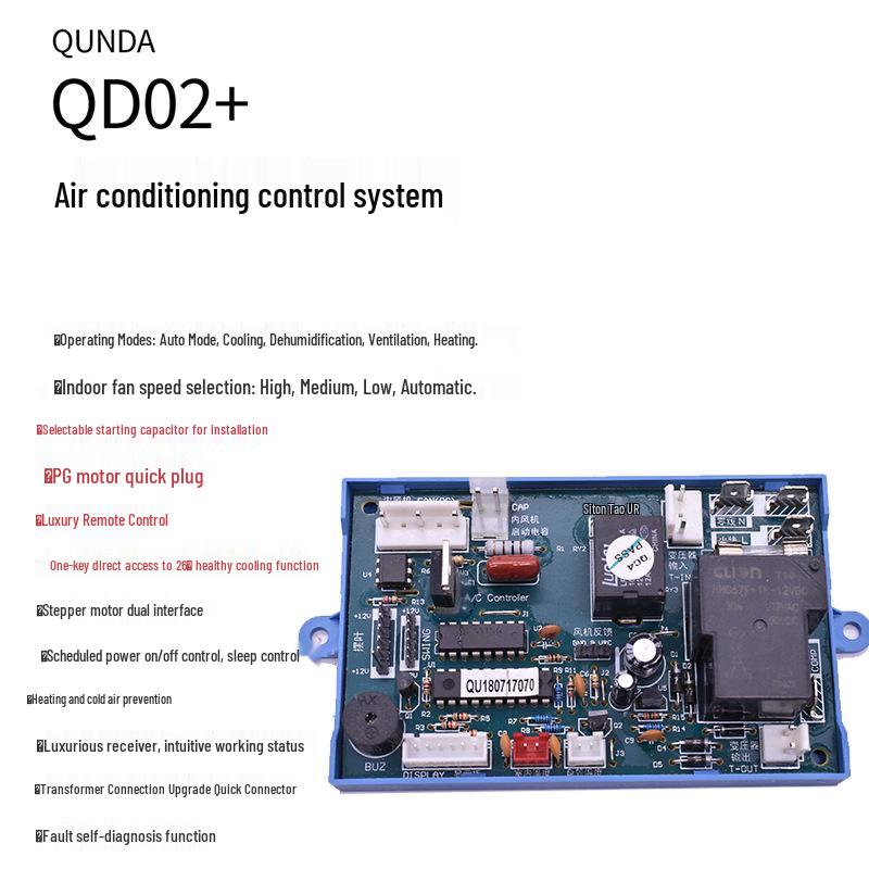 Placa de Controle de Ar Condicionado com Aquecimento Elétrico Qunda para Unidades de Parede, Piso e Teto (Tipo PG, QD02/03).