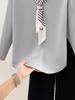 Women's Satin Long Sleeve Ribbon Shirt - French Chic 2025 Autumn Collection
