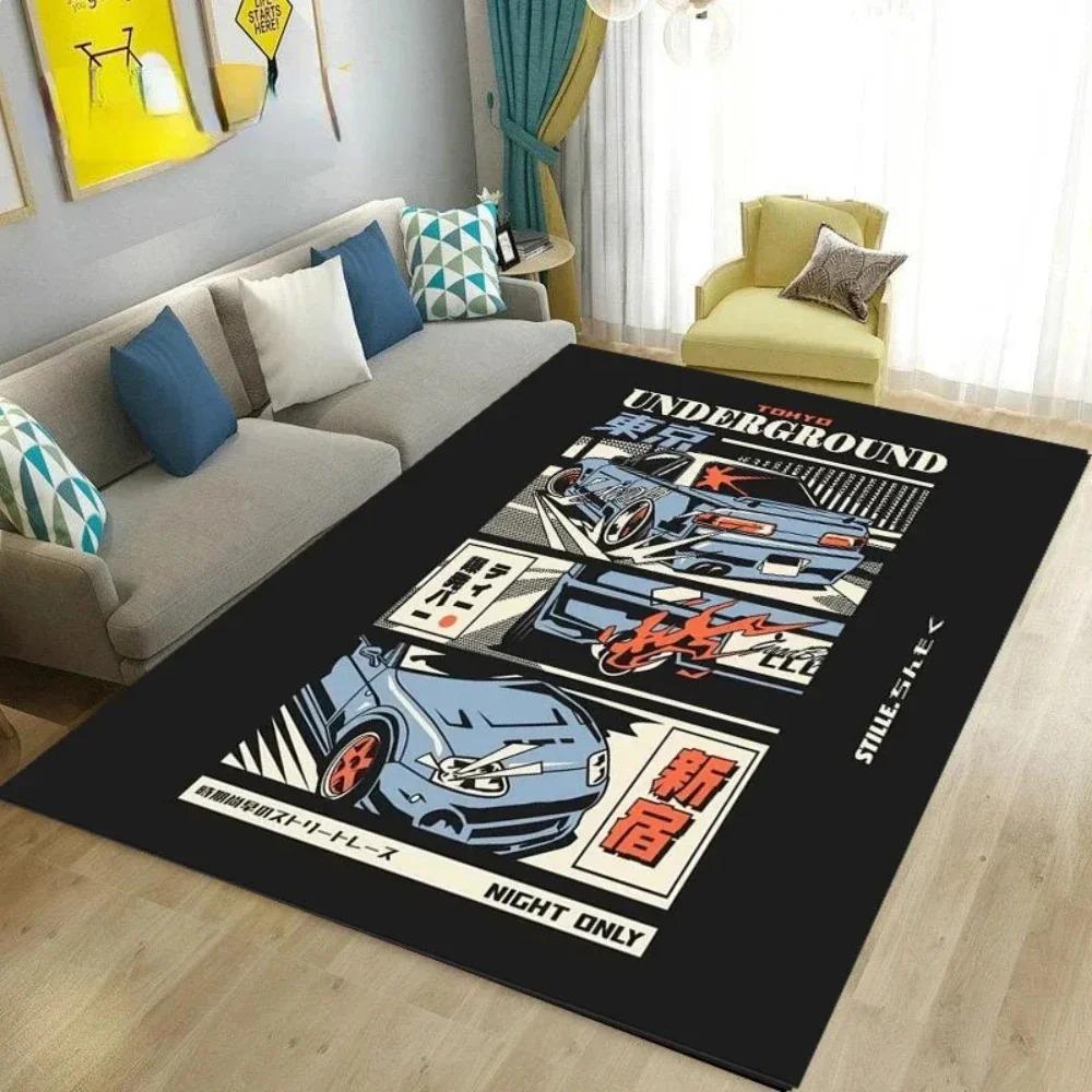 Tappeto Stampato Auto da Corsa Vintage Tappeto Multifunzione Antiscivolo per Soggiorno Ingresso & Corridoio Decorazione Pavimento Decorazione Camera da Letto
