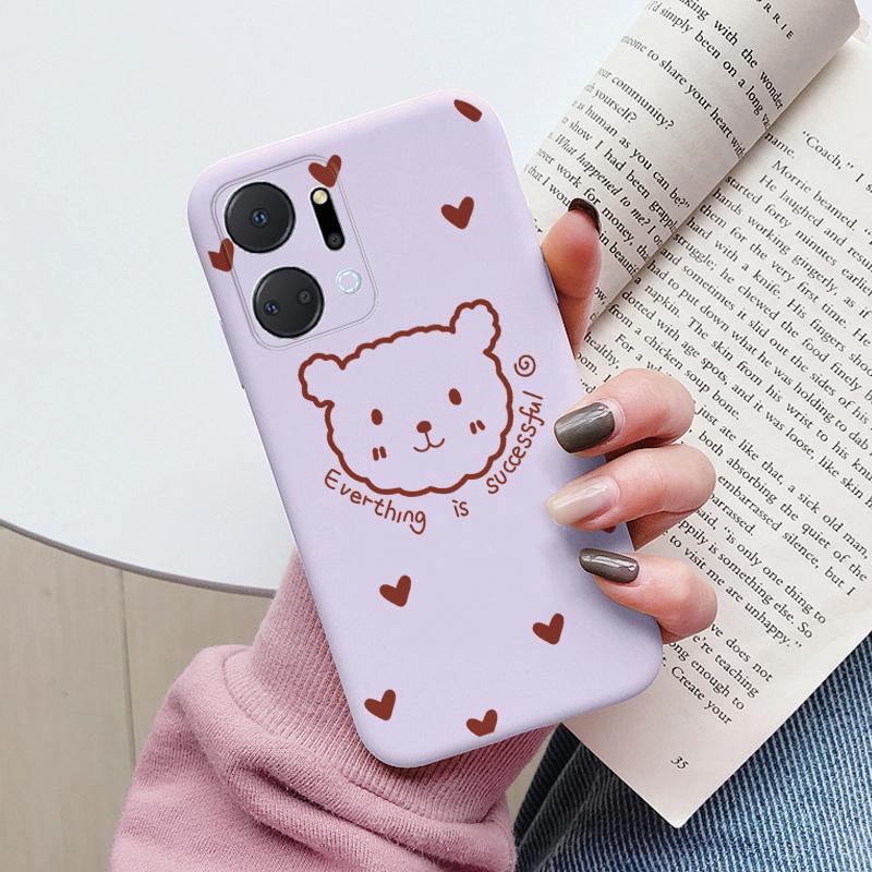 Case For Honor X7a 6.75 inch Cute Heart Flower Back Cover Soft Silicone Matte Protective Funda For Honor X7b X7c X7d X8b X8c TPU