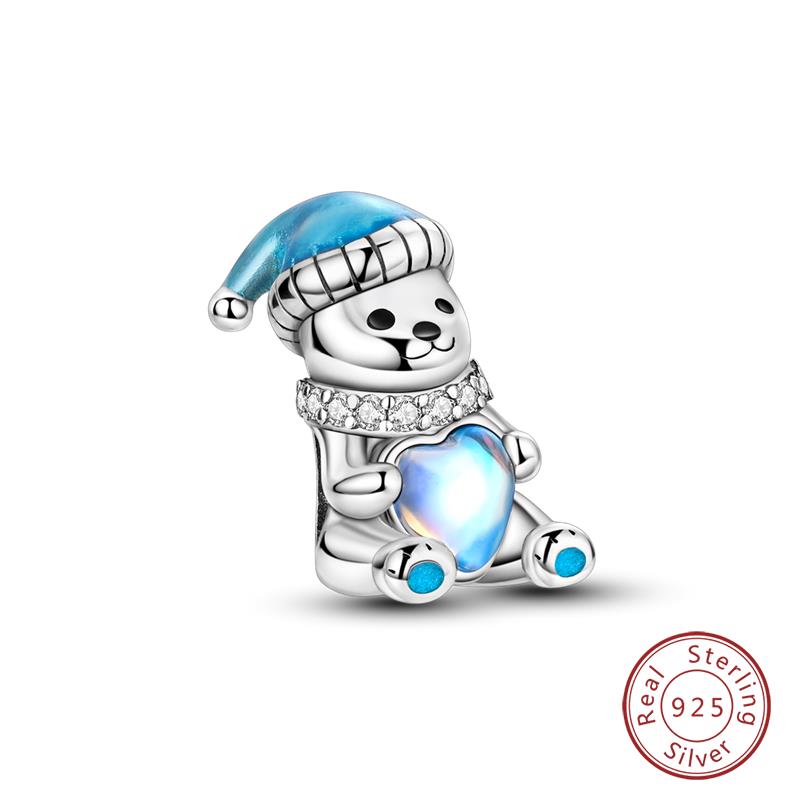 Original Copper Charms Beads Winter Snowflake Snowman Igloo Penguin Pendant Fit Bracelet Women Jewelry Gift