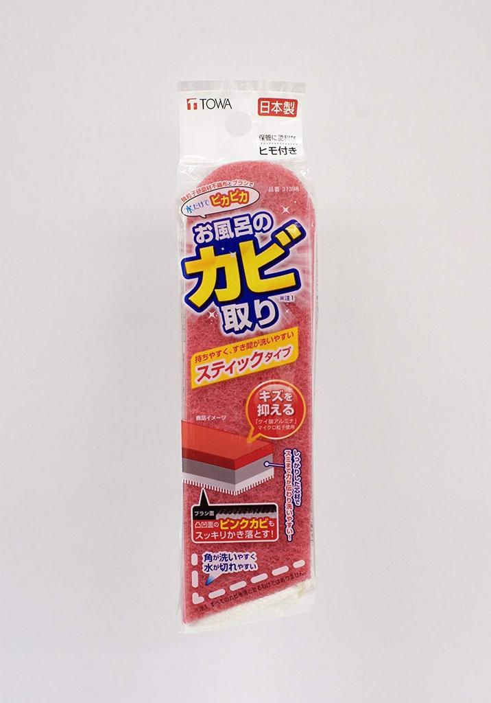 Towa Sangyo Bathroom Cleaning Sponge, Red, Approx. 4.5 x 2.5 x 16.4 cm, Mold Removal Stick, Set of 10