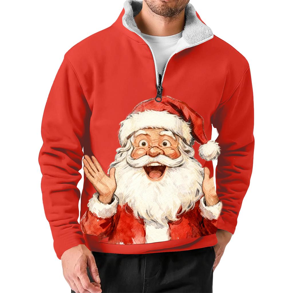 Pánská vánoční mikina se stojáčkem, horký prodej, venkovní ležérní top s límcem