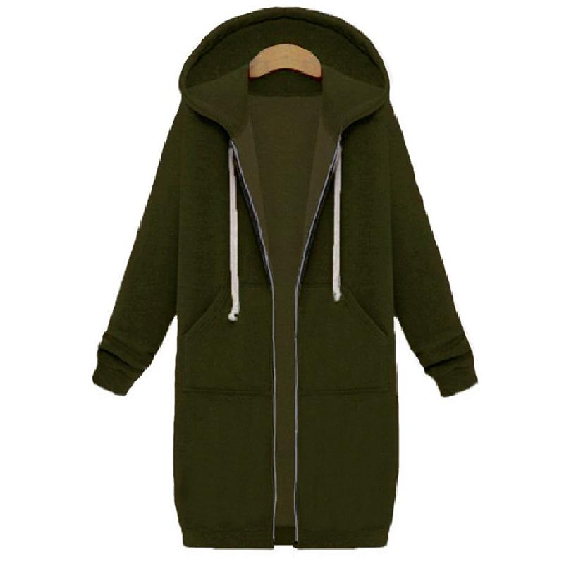 Women Long Sleeve Zip Up Hooded Hoodie Jacket Jumper Cardigan Coat Size Plus