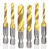 YACHUN Bohrer-Gewindebohrer, Sechskantschaft, 6er-Satz, Hartmetallbohrer, Ansenkbohrer, HSS