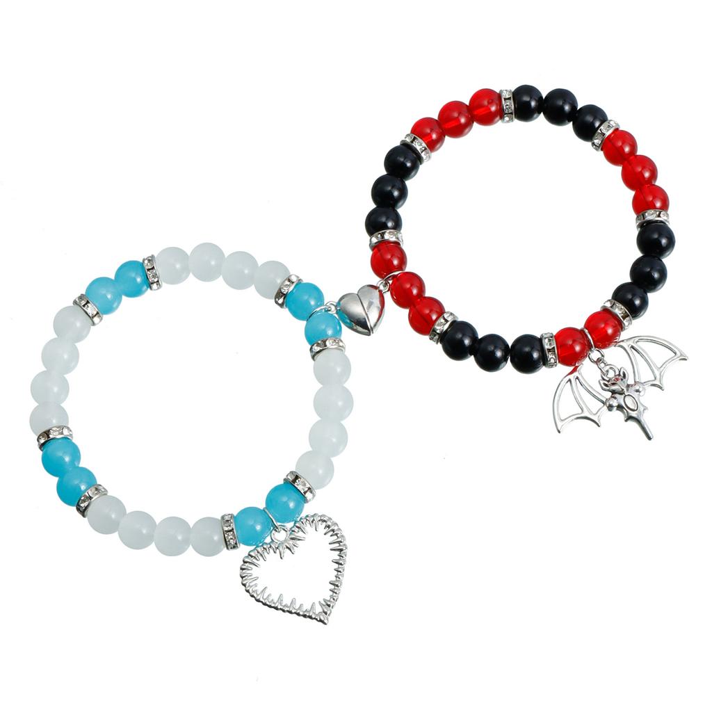 TEMU Hot Sale, Spider Sun Crescent Moon Love Couple Bracelet, Crystal Beaded Magnet Suction Bracelet