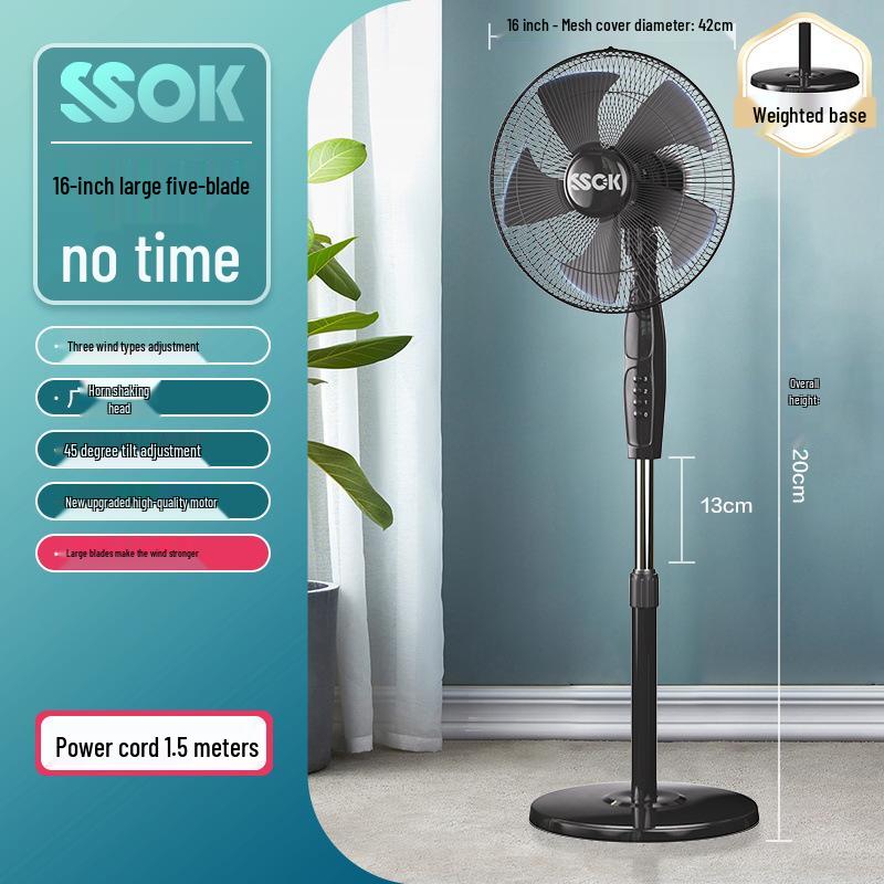 

16-Inch High-Power Oscillating Floor Fan with Remote Control 16-inch