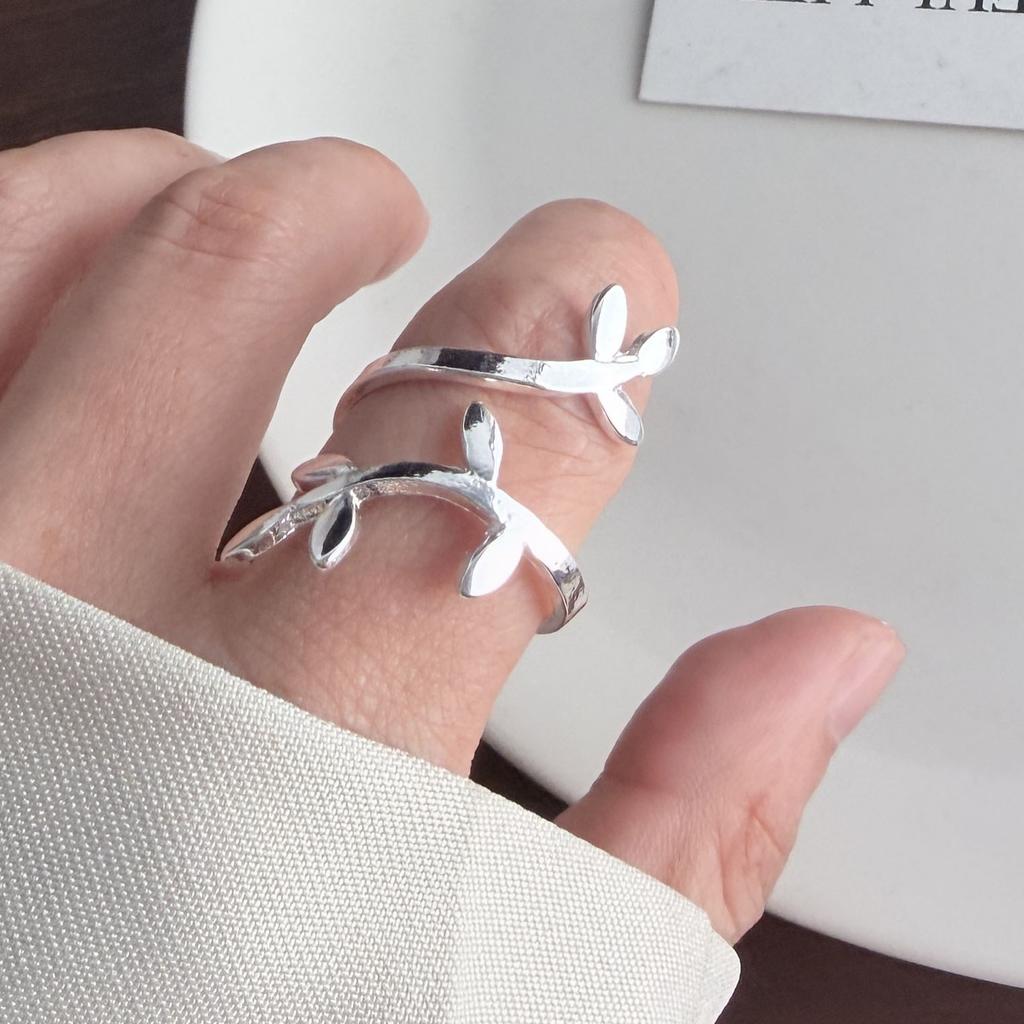 Xiaomi 925 Sterling Silver Rings For Women Geometric Fine Jewelry Finger Adjustable Retro Leaf Flower Ring For Party Birthday Gift
