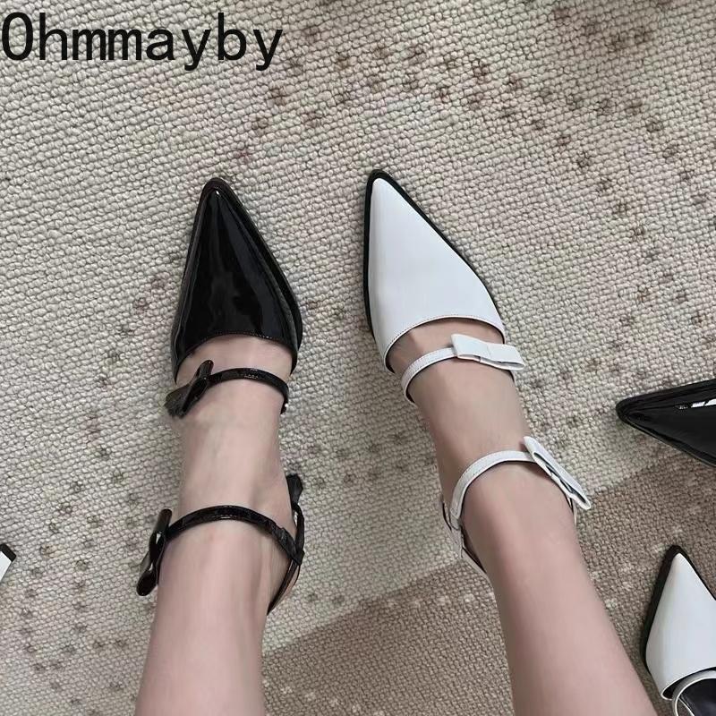 Letní dámské sandály na vysokém podpatku Módní boty s špičatou špičkou Slingbacks Dámské elegantní společenské šaty Sandalias