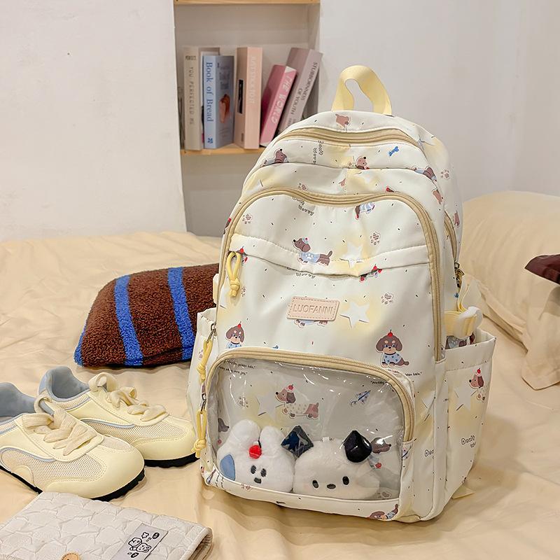 New high-value backpack female cute transparent dachshund dog backpack large-capacity casual schoolbag female