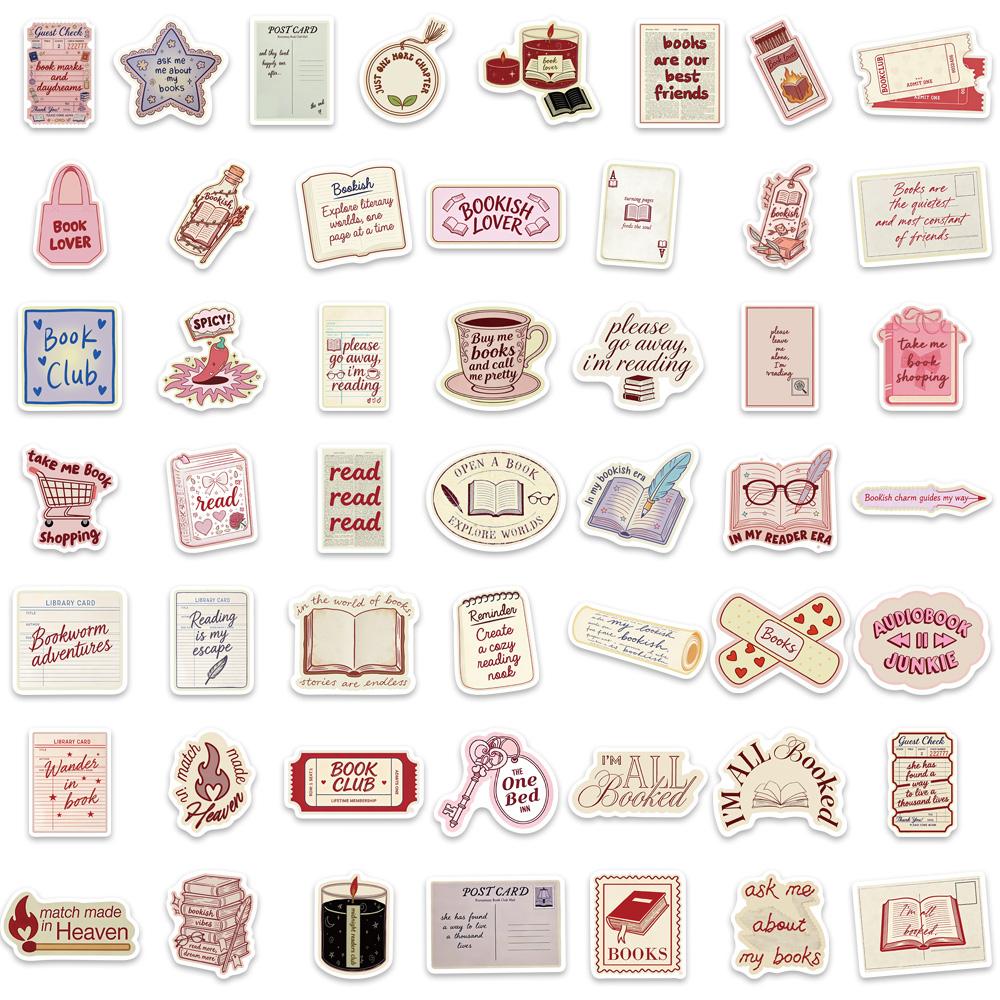 50PCS Bookish Graffiti Stickers, Luggage Speakers, Skateboards, Water Cups, Label Stickers