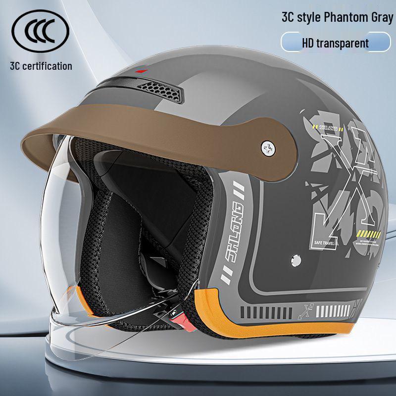 

Электрический мотоциклетный шлем Junhao со скрытым визором - Унисекс, сертифицирован DOT, в ретро-стиле Харлей Adult