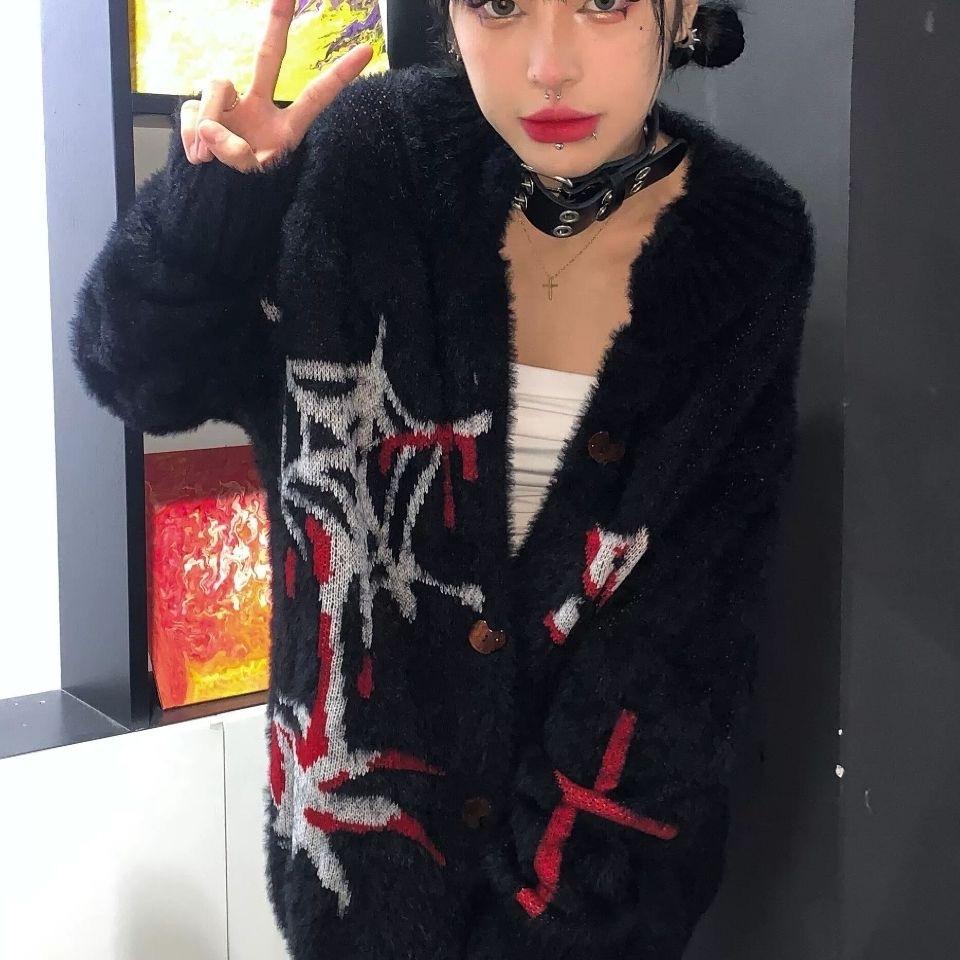 トップス 00s y2k archive spider web cardigan punk 00s y2k archive spider web cardigan punk