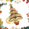 Winter Holiday Tableware Christmas Tree Napkin Ring, Alloy Rhinestone Holder, Rings Band for Dinner Parties Table Decoration Metal Holders