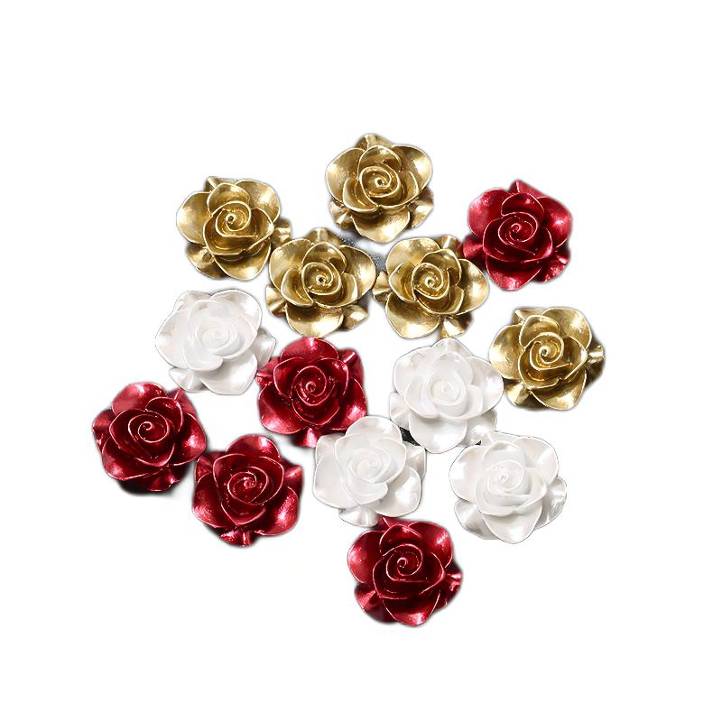Vintage Colorful Rose Resin Accessories Flat Back Cabochon Flower Crafts for DIY Jewelry Making Accessories