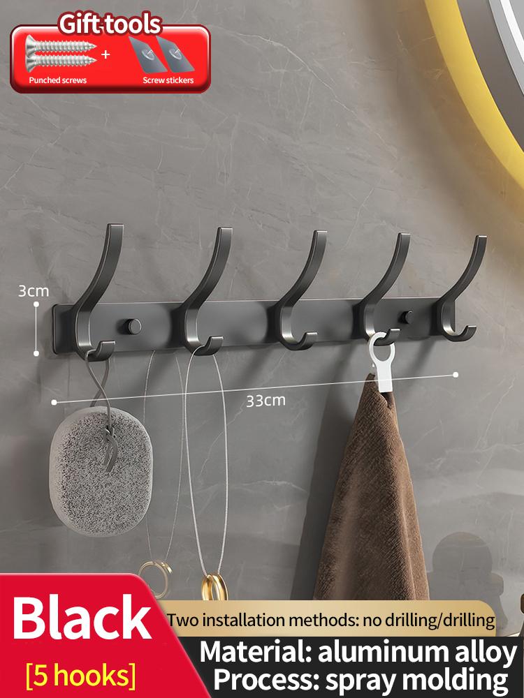 No Drill of Door Hooks, Space Aluminum, Non Perforated Bathroom Hooks, Bedroom Storage, Clothes Hanger Hooks, Wall Clothes Hook
