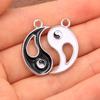 16x27mm Alloy Tai Chi Bagua Pendant - Black & White K Oil Drop Charm
