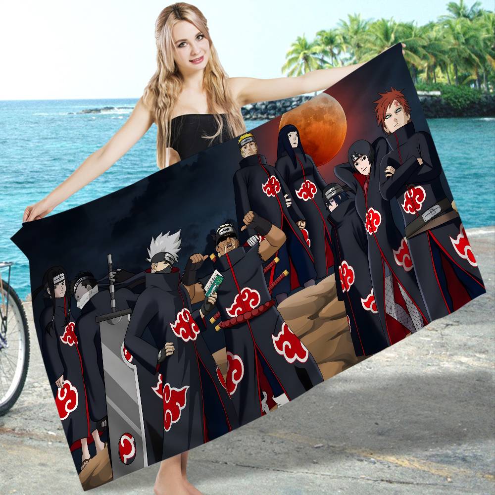 Classic Anime N-Naruto-S-Akatsuki Microfiber Blanket Drying Beach Towels Oversized Printing Super Absorbent Pool Towel Blanket