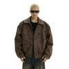 Men's Trendy Retro Brown Distressed Leather Jacket - Cool Design, Casual Lapel, Perfect for Couples