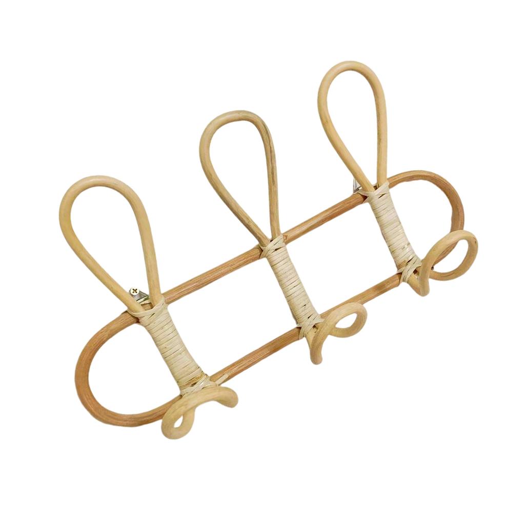 Rattan Coat Rack with Hooks Decorative Storage Organizer for Towels Clothes Hanger for Entryway or Bedroom Decoration