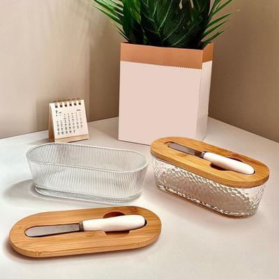 Yousheng Glass Butter Box with Lid Spatula Large Capacity Butter Dish Easy To Clean Butter Container Butter Lover Essential Accessory