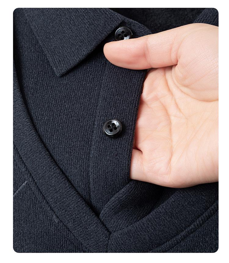 Men's Faux Two-Piece Knit Long-Sleeve Thermal Top