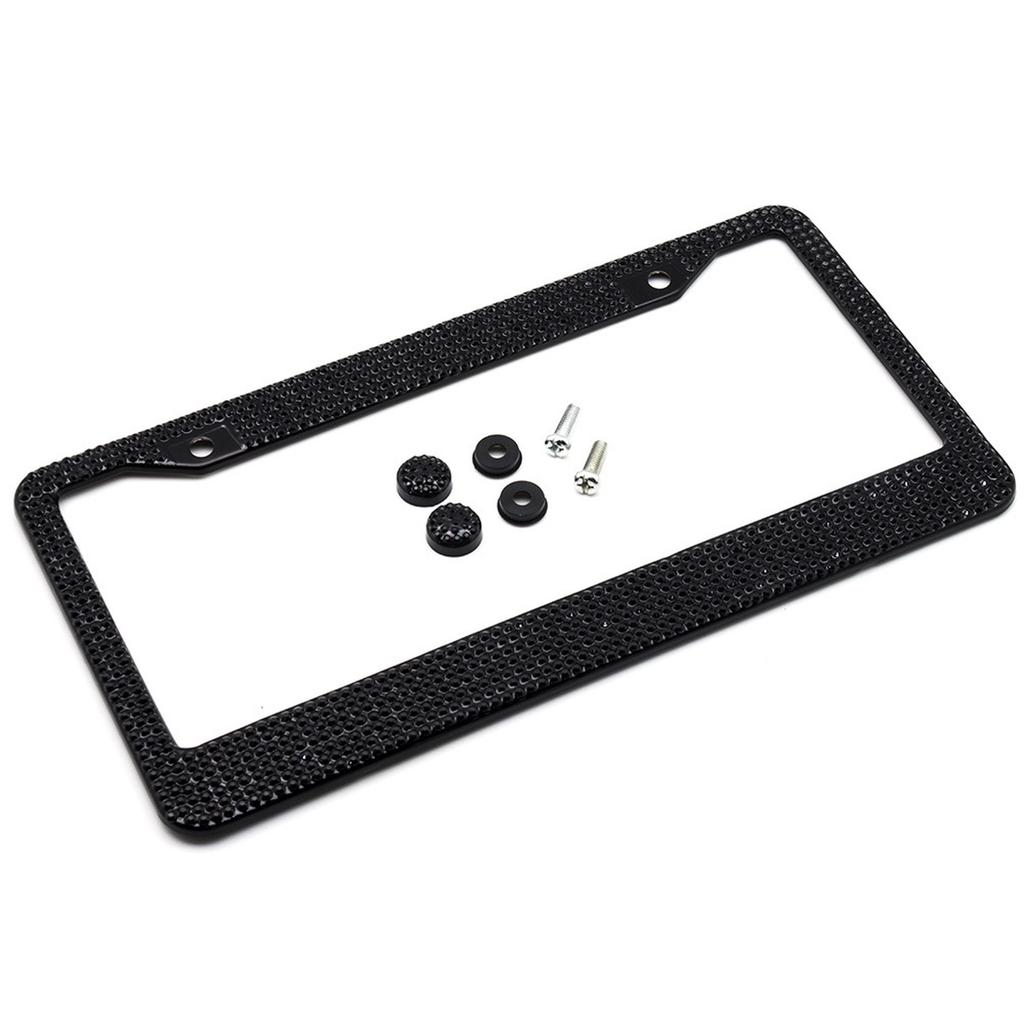 31cm Stainless Steel  Diamond License Plate Holder Screw  Refit Fixed Black License Plate Holder Personality Auto