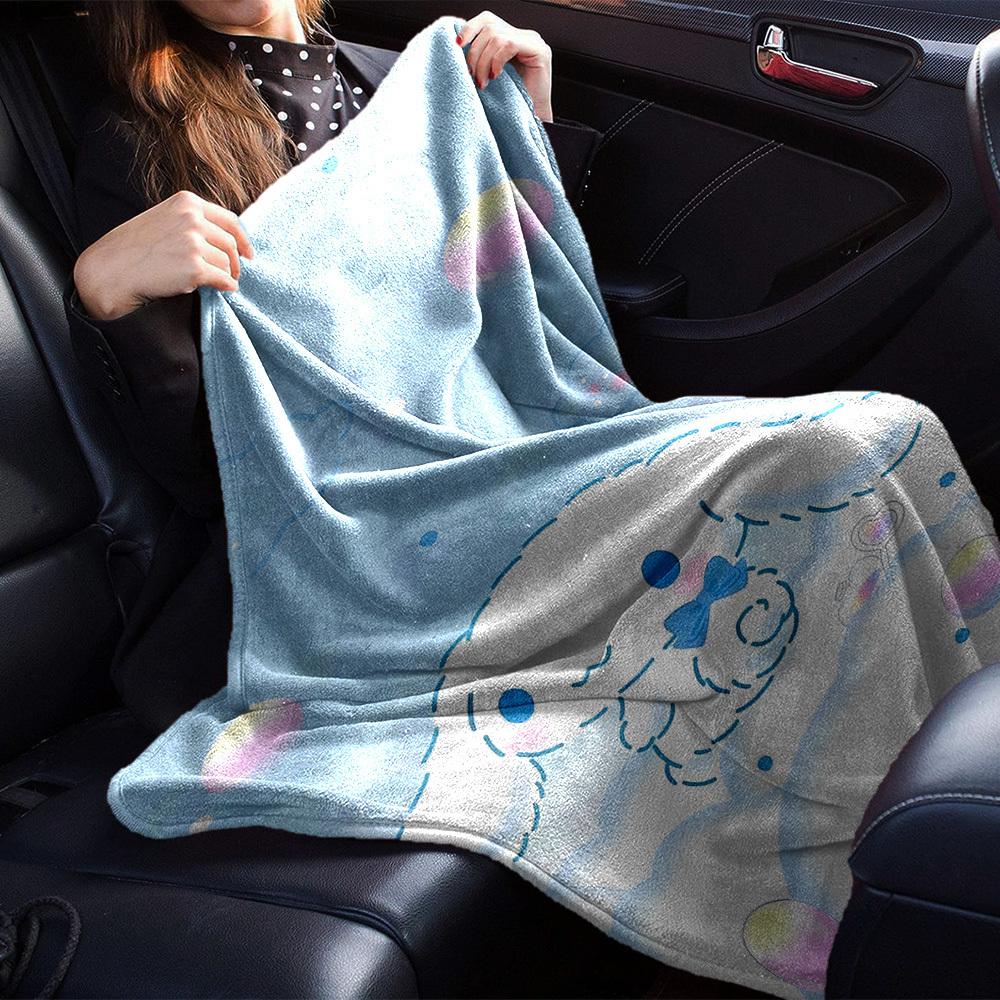 1pc Cinnamoroll Name Blanket Lightweight Flannel Throw for Sofa Bed Travel Camping Livingroom Office Couch Chair