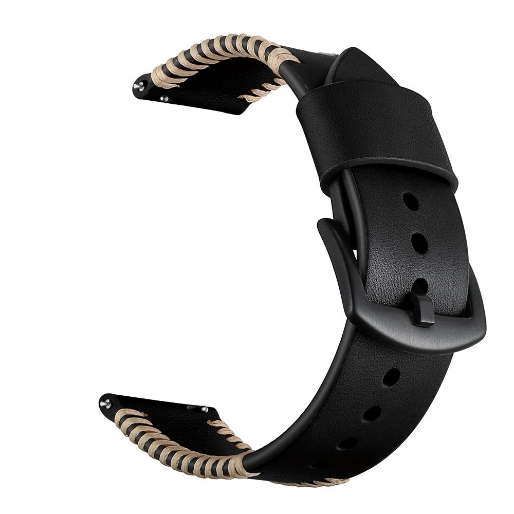 

20mm Genuine Leather Watch Band Replacement for Samsung Galaxy Watch4 Classic 46mm 42mm/Galaxy Watch4 44mm 40mm/Galaxy Watch Active 2/1 Black
