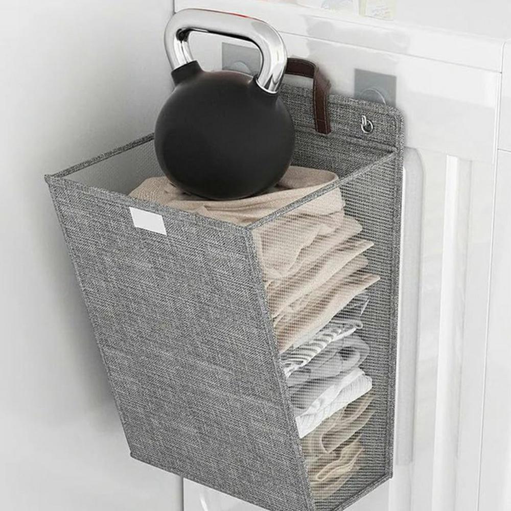 Foldable Hanging Laundry Hamper Bathroom Clothes Basket Wall-Mounted Washing Bin, Size M