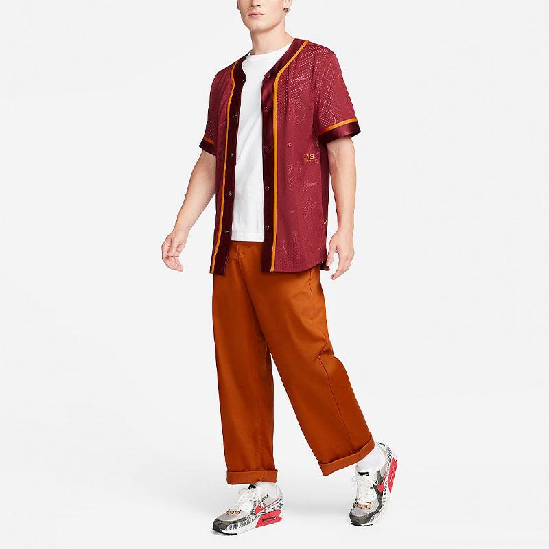 Nike Paris Saint Germain Printed Quick-Dry Button-Up Short Sleeve T-Shirt Men Tops Team-Red DZ3283-677