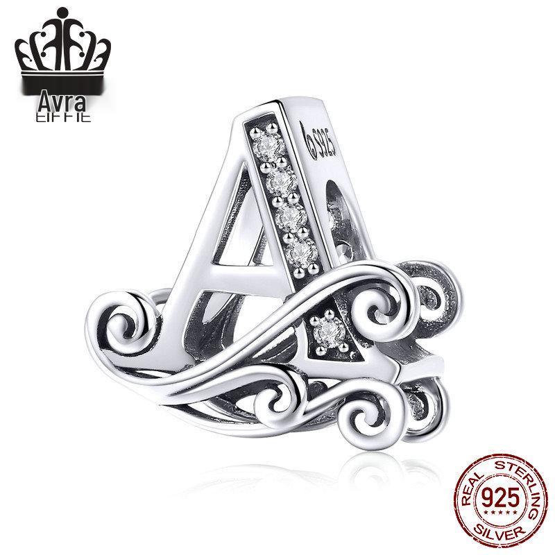 Avle 925 Sterling Silver English Letter Beaded Bracelet Beads