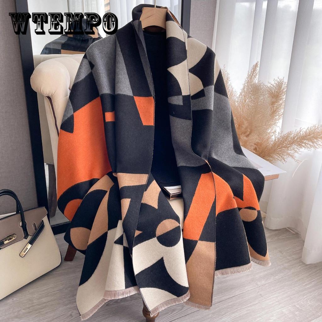 Modischer geometrischer doppelseitiger Kaschmir-Imitat-Schal, dicker Halsschal für Damen im Herbst und Winter, warmer Schal