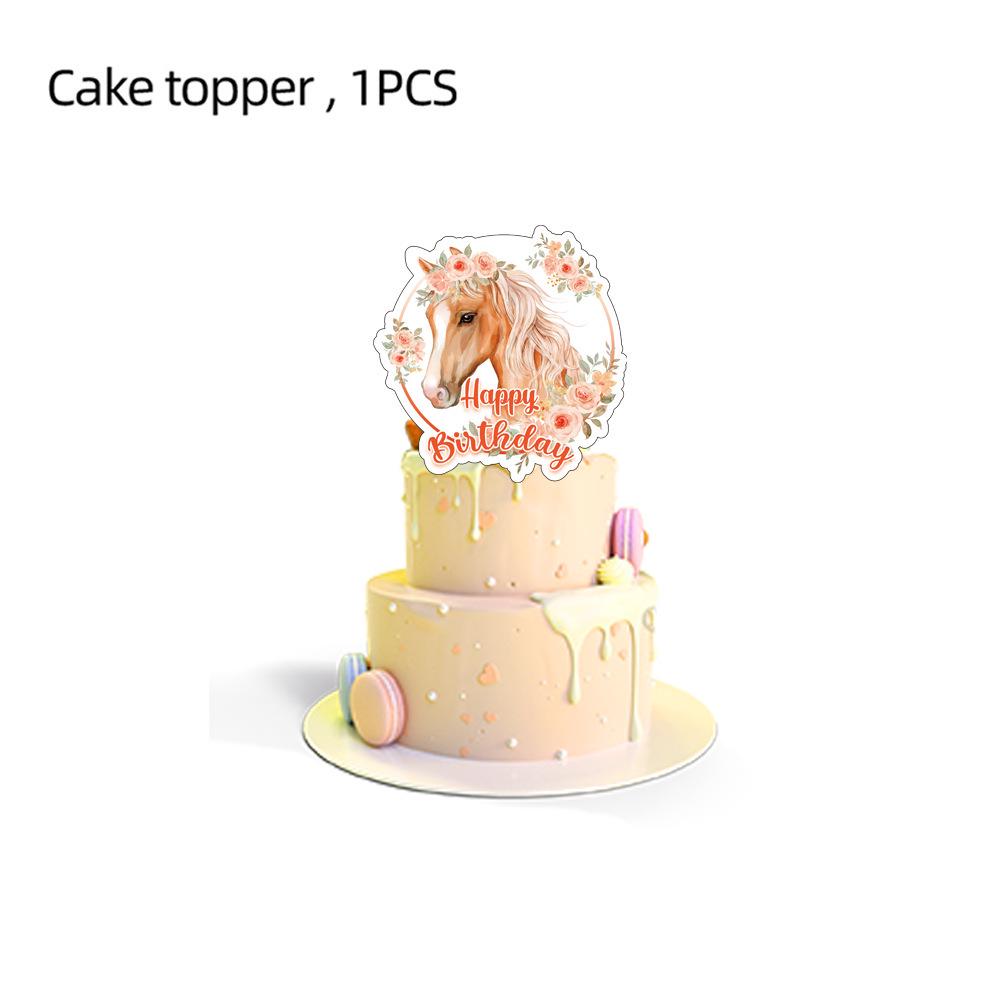 Western Cowboy Horse Racing Theme Birthday Party Decorations: Disposable Plates, Cups, Tablecloth, and Banners for Girls