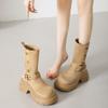 Retro  Autumn New Street Fashion Thick Heel Thick Sole Two Wear Martin Boots